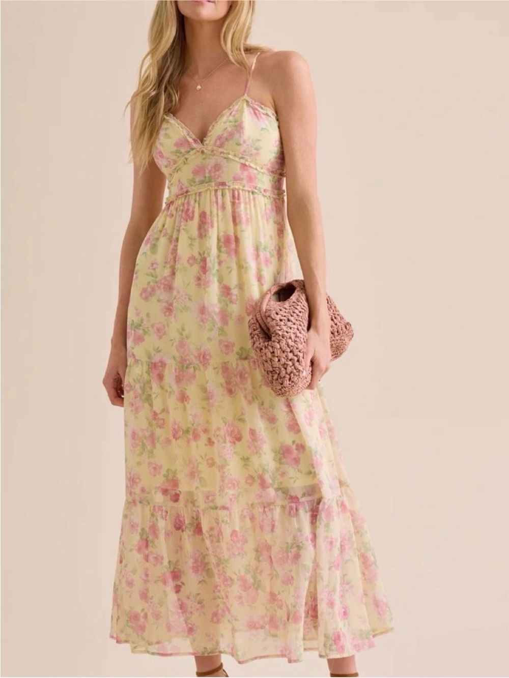 Altar'd State Yellow and Pink Floral Maxi Sundress